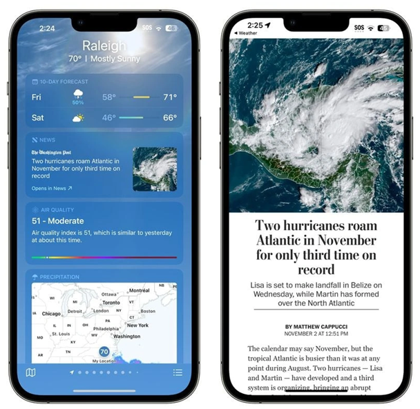 磁县苹果14维修分享iPhone 14手机如何看天气时顺带看新闻 