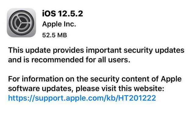 磁县苹果手机维修分享iOS12.5.2发布，建议所有老苹果用户安装 